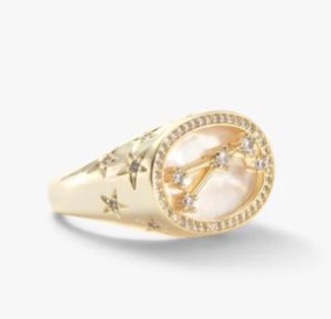 Uniquely designed “Zodiac Constellation Gold Ring” with precious diamond gemstones.