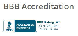 BBB Accreditation with a BBB Rating of A+ as of September 28, 2023.